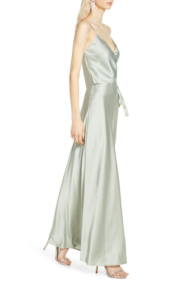 WAYF The Cooper Satin Faux Wrap Gown, Alternate, color, 