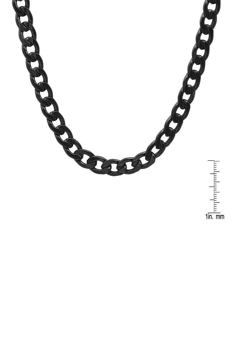 Men's Black IP Stainless Steel 24" Curb Chain Necklace, Alternate, color, METALLIC