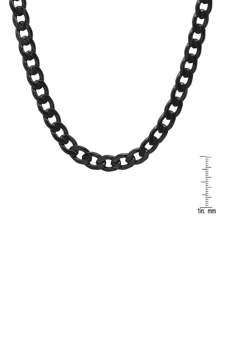HMY JEWELRY Men's Black IP Stainless Steel 24" Curb Chain Necklace, Alternate, color, Metallic