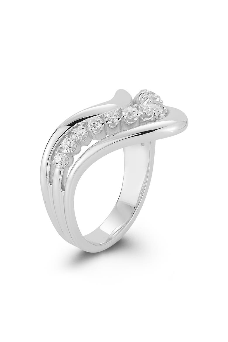 Bold V Cubic Zirconia Ring, Alternate, color, SILVER