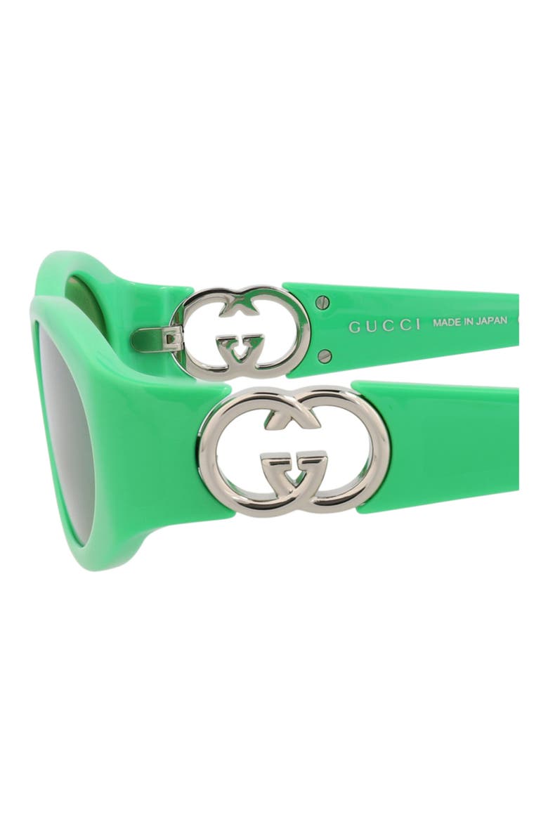 54mm Oval Sunglasses, Alternate, color, GREEN GREEN GREEN