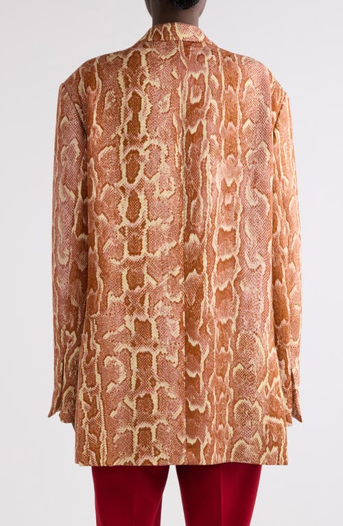 Dries Van Noten Basti Snakeskin Print Single Breasted Blazer In Brique