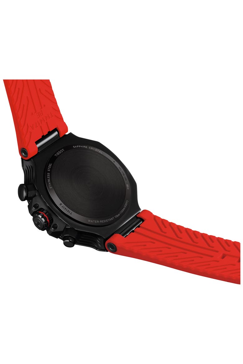 T-Race Chronograph Silicone Strap Watch, 45mm, Alternate, color, GREY
