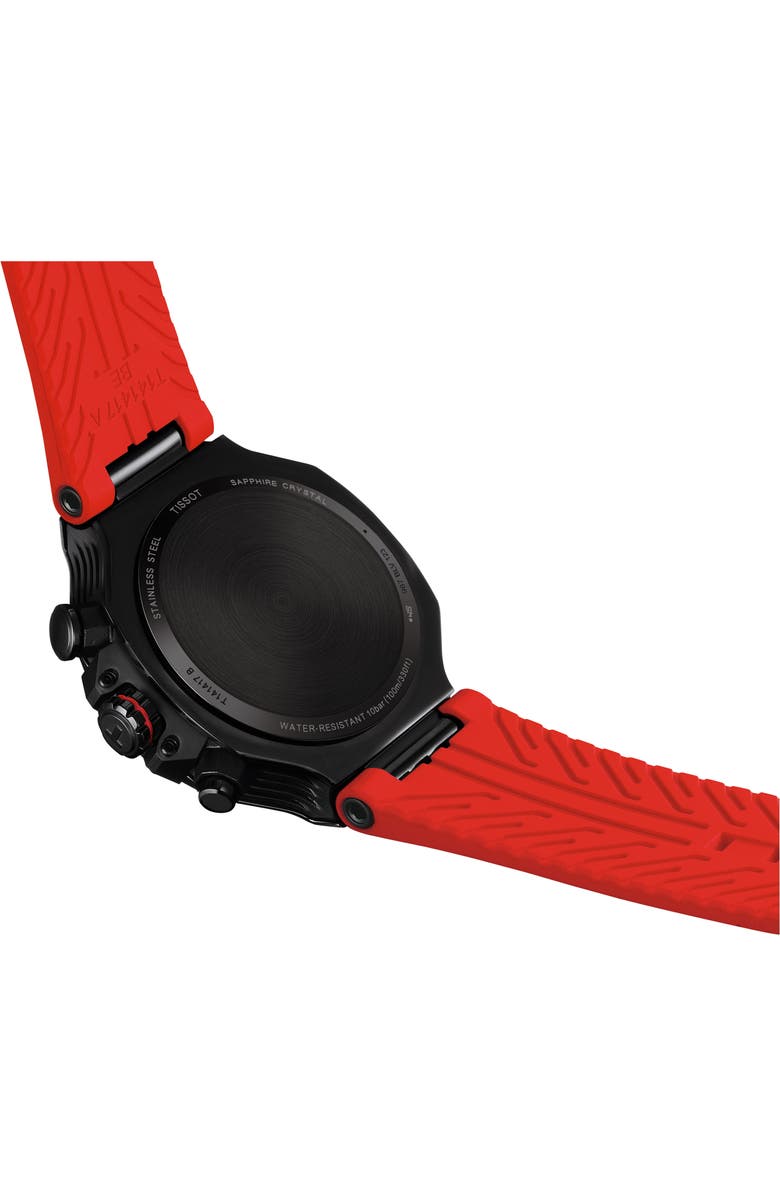 Tissot T-Race Chronograph Silicone Strap Watch, 45mm, Alternate, color, Grey