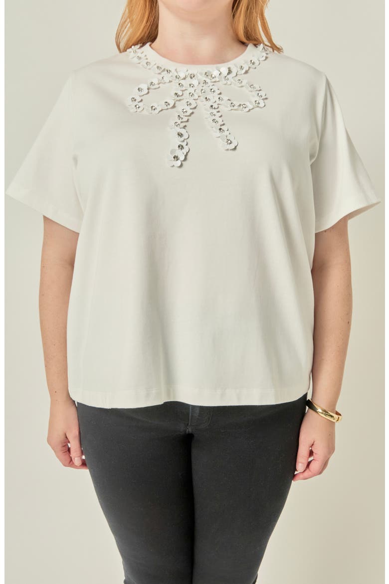 Bow Bead Detail Top, Alternate, color, WHITE