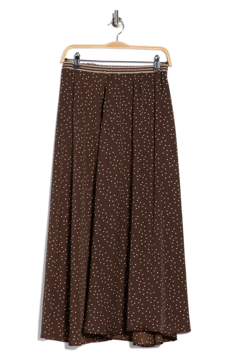 MAX STUDIO Satin Midi Skirt, Alternate, color, Chocolate Medium Scatter Dot