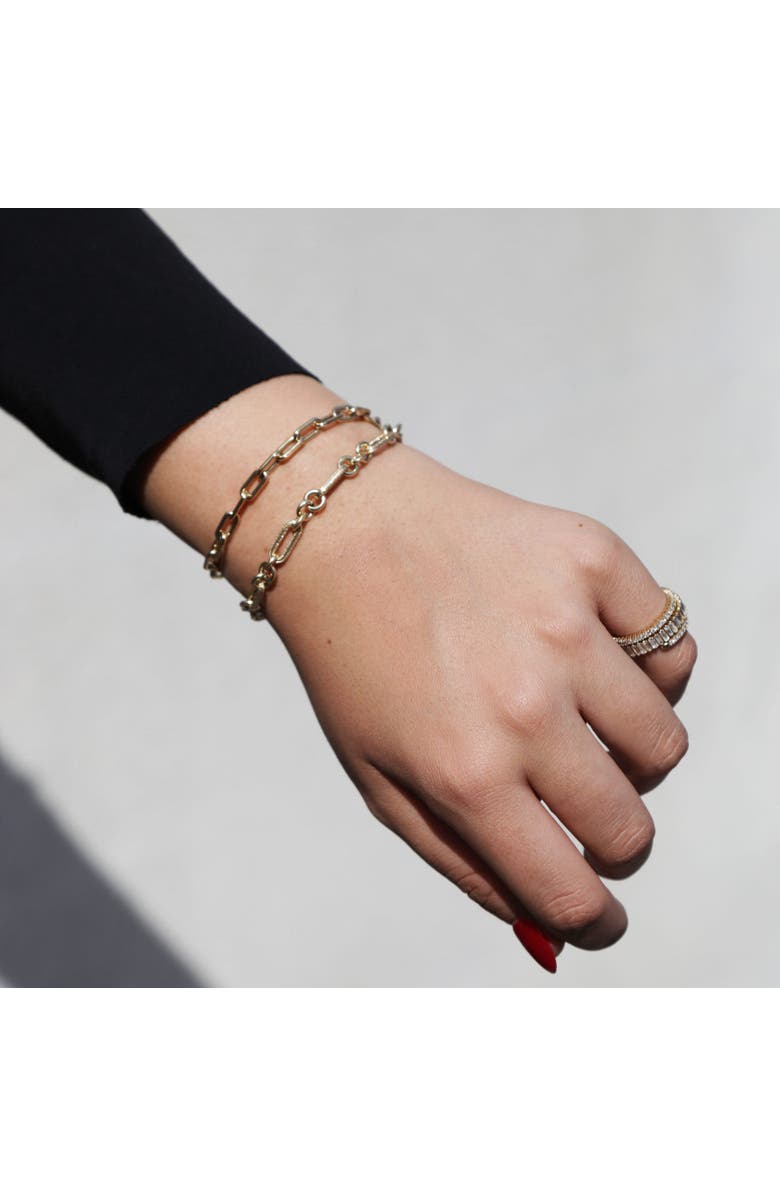 The Lovery Fine Jewelry Rounded Rectangle Paperclip Bracelet, Alternate, color, Yellow Gold