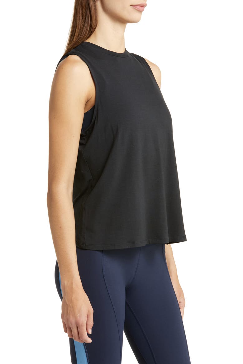 Draped Back Tank, Alternate, color, BLACK