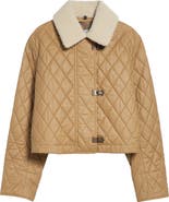 Burberry Howle Quilted Jacket with Genuine Shearling Collar