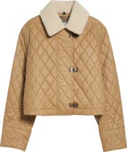 Burberry Howle Quilted Jacket with Genuine Shearling Collar