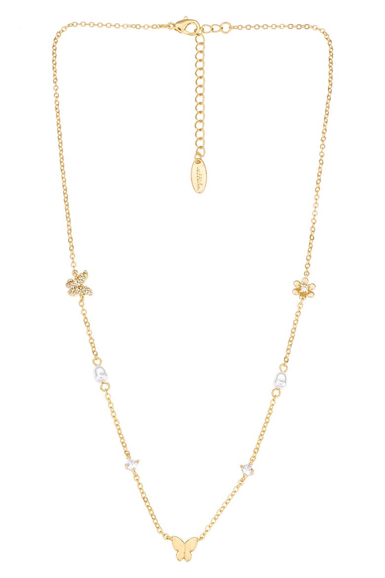 Butterlfy Station Necklace, Main, color, GOLD
