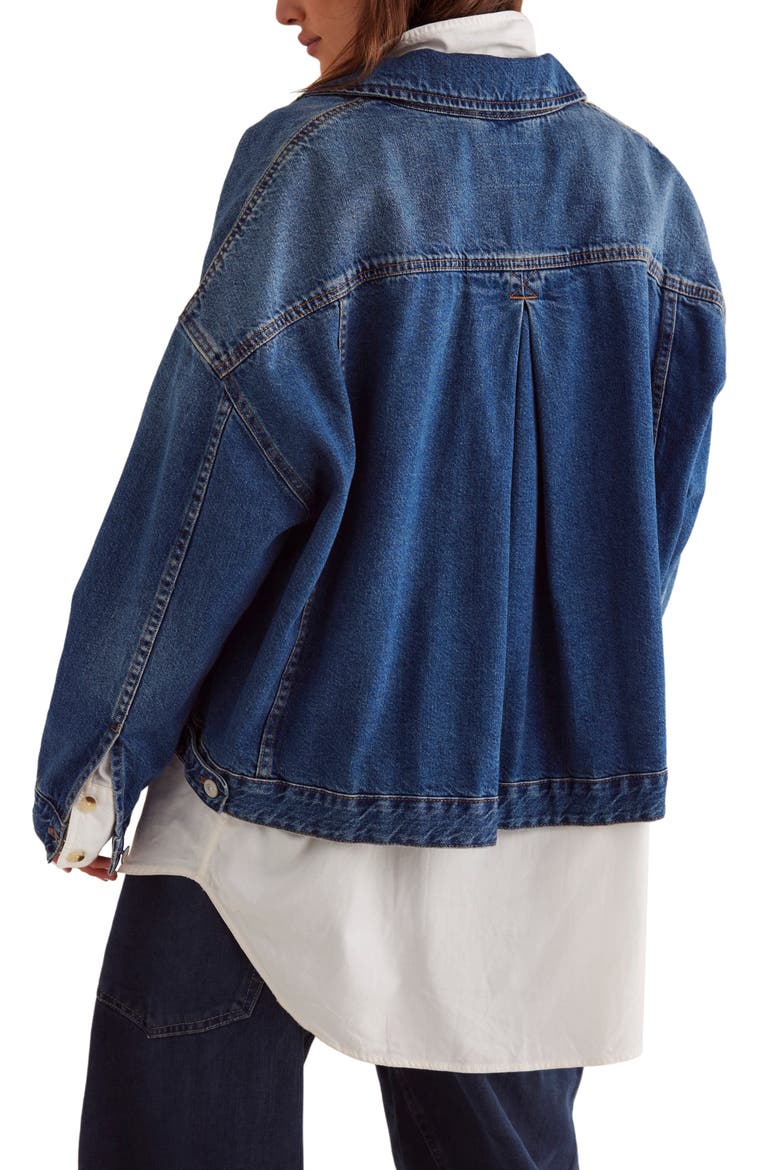 We The Free Opal Swing Denim Trucker Jacket, Alternate, color, GOT THE BLUES