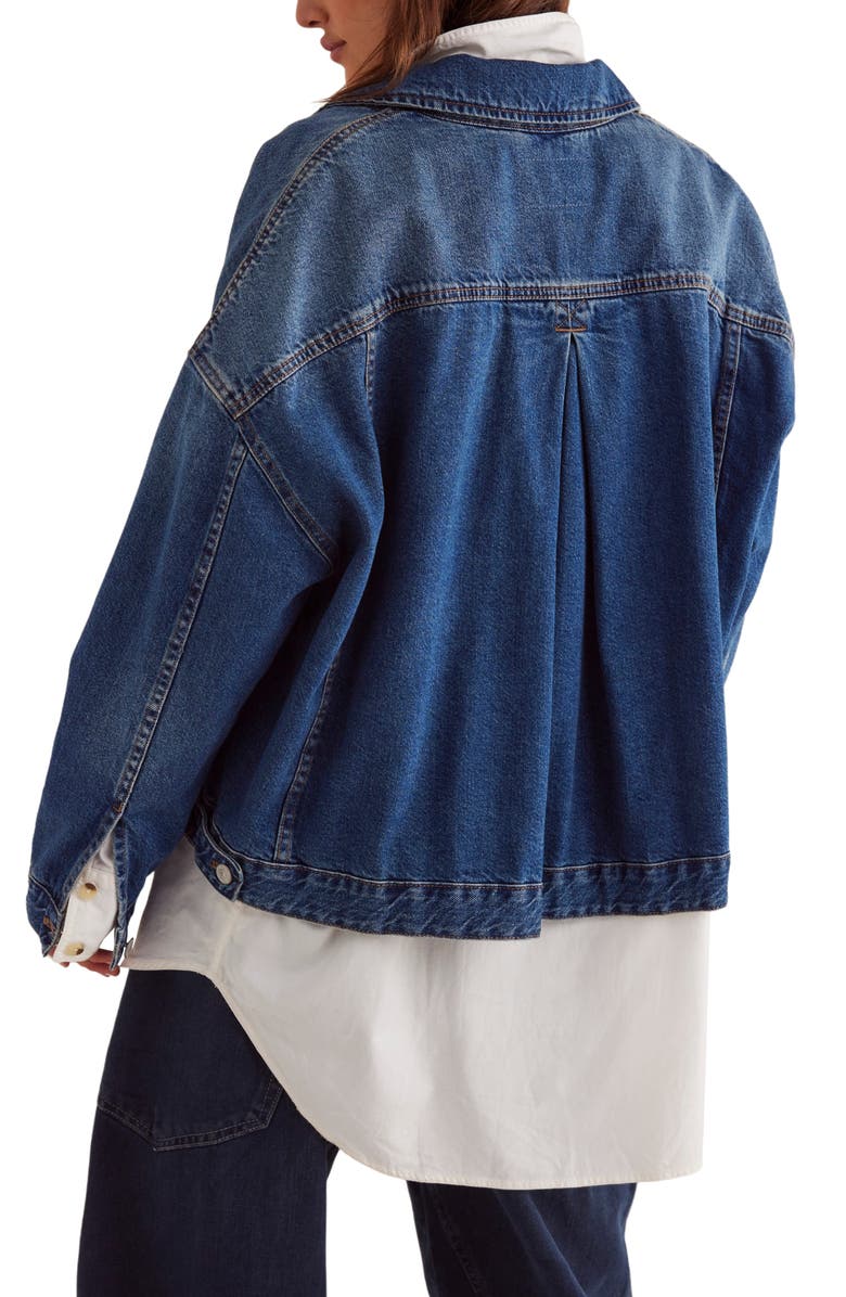 Free People We The Free Opal Swing Denim Trucker Jacket, Alternate, color, Got The Blues