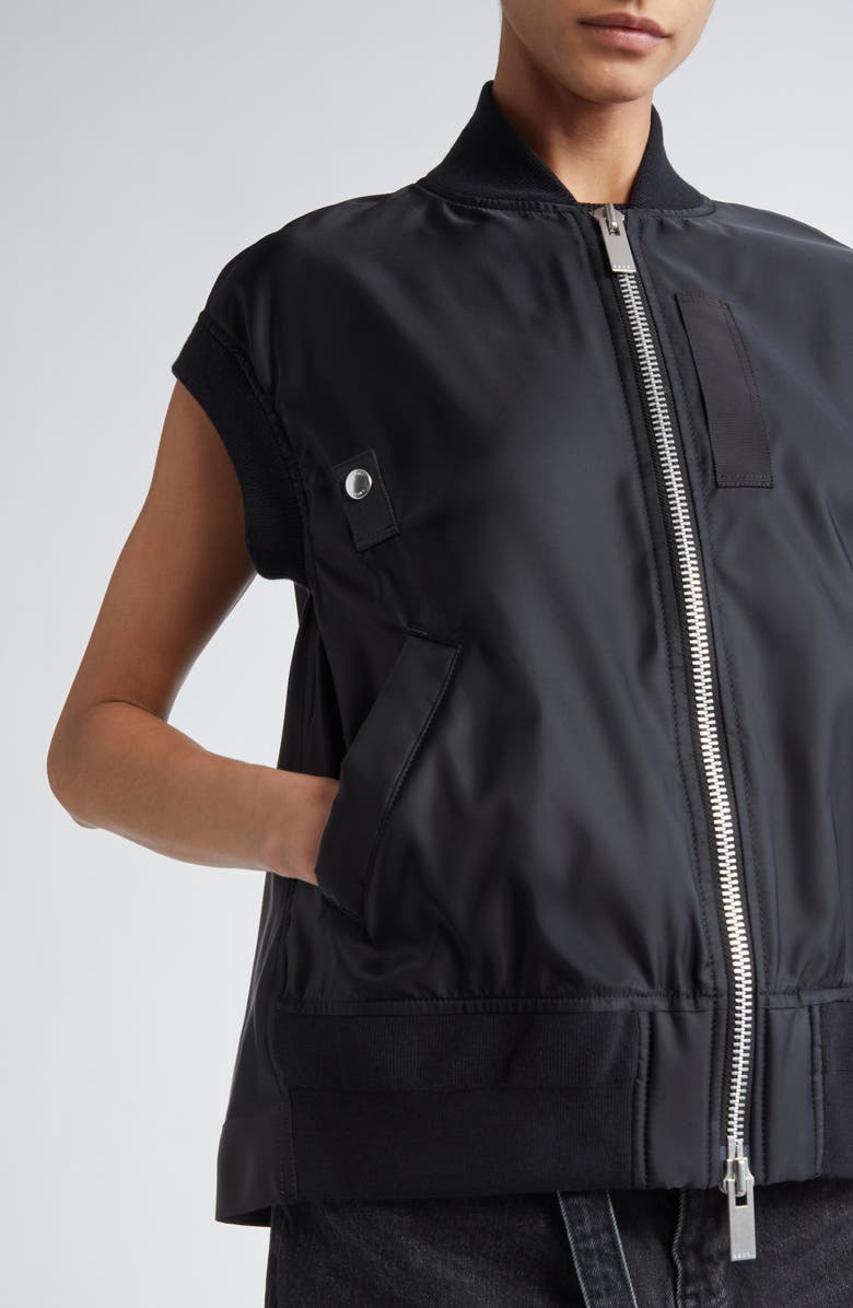 Sacai Nylon Twill Short Sleeve Bomber Jacket, Alternate, color, 