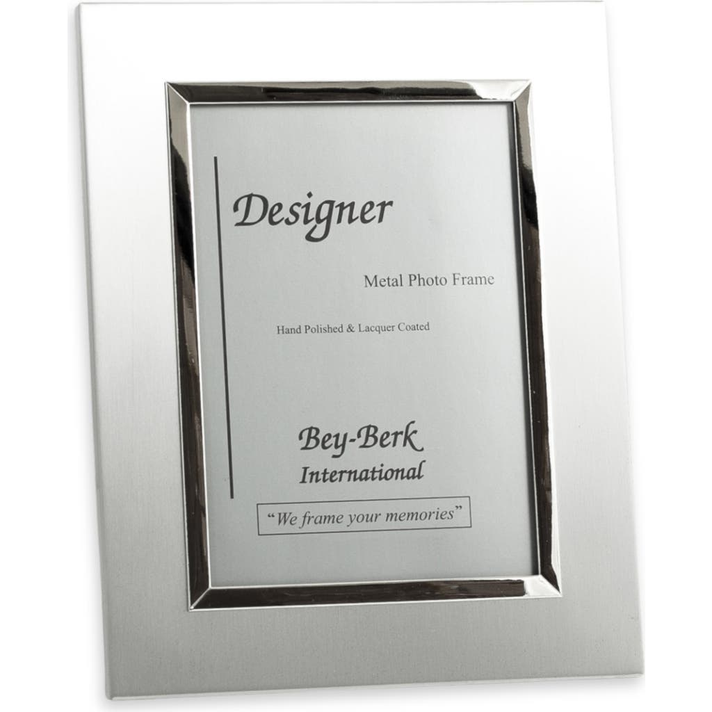 Bey-berk Brushed Picture Frame In Silver