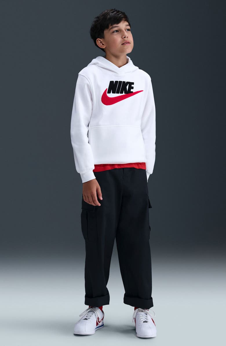 Nike Kids' Sportswear Club Hoodie, Alternate, color, White/ Black/ University Red
