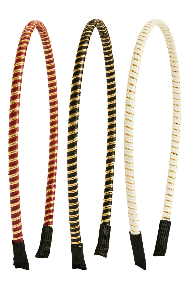 Tasha Assorted 3-Pack Assorted Skinny Faux Leather Headbands, Main, color, 