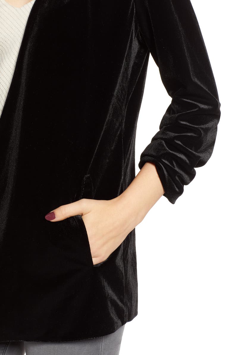 Bishop + Young Ruched Sleeve Velvet Blazer, Alternate, color,