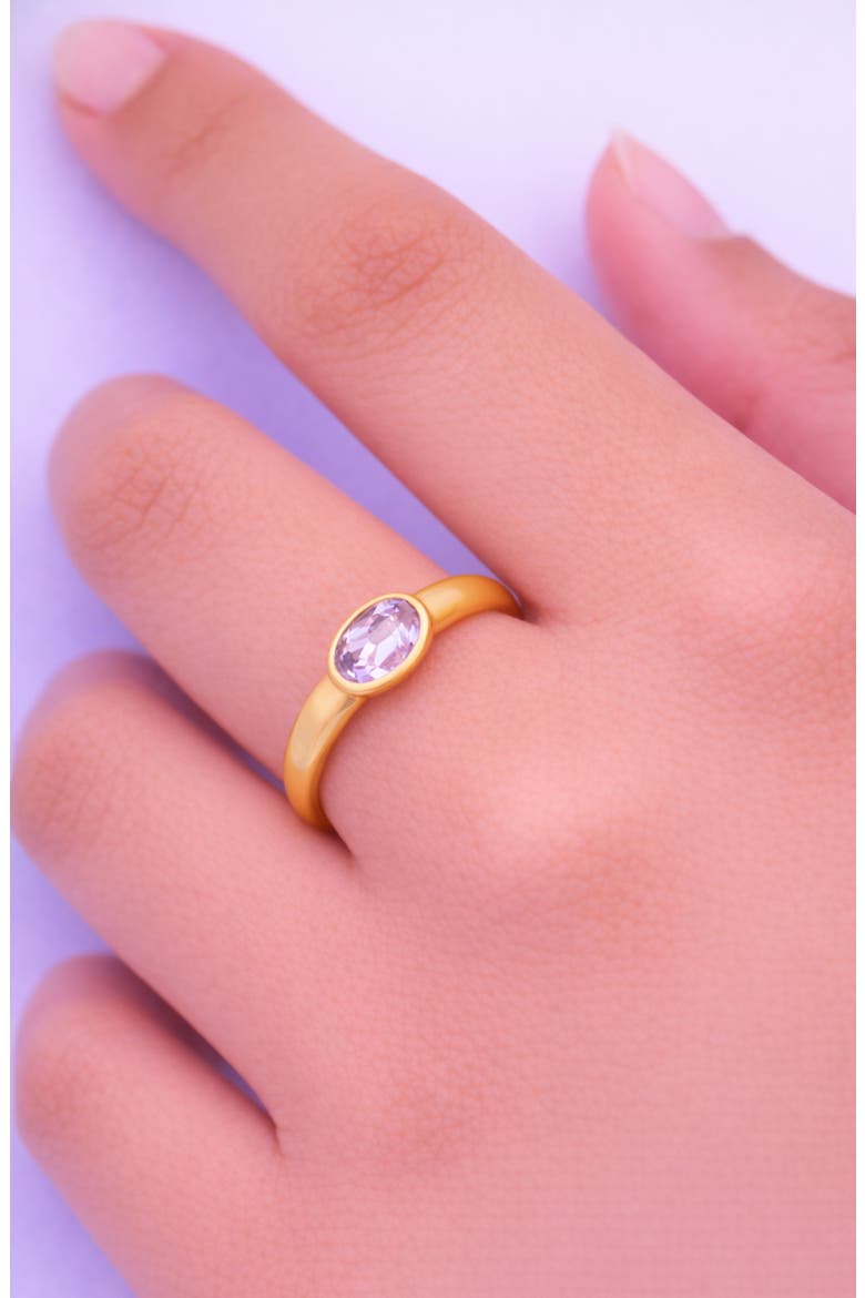 Oval Semiprecious Stone Ring, Alternate, color, GOLD /AMETHYST