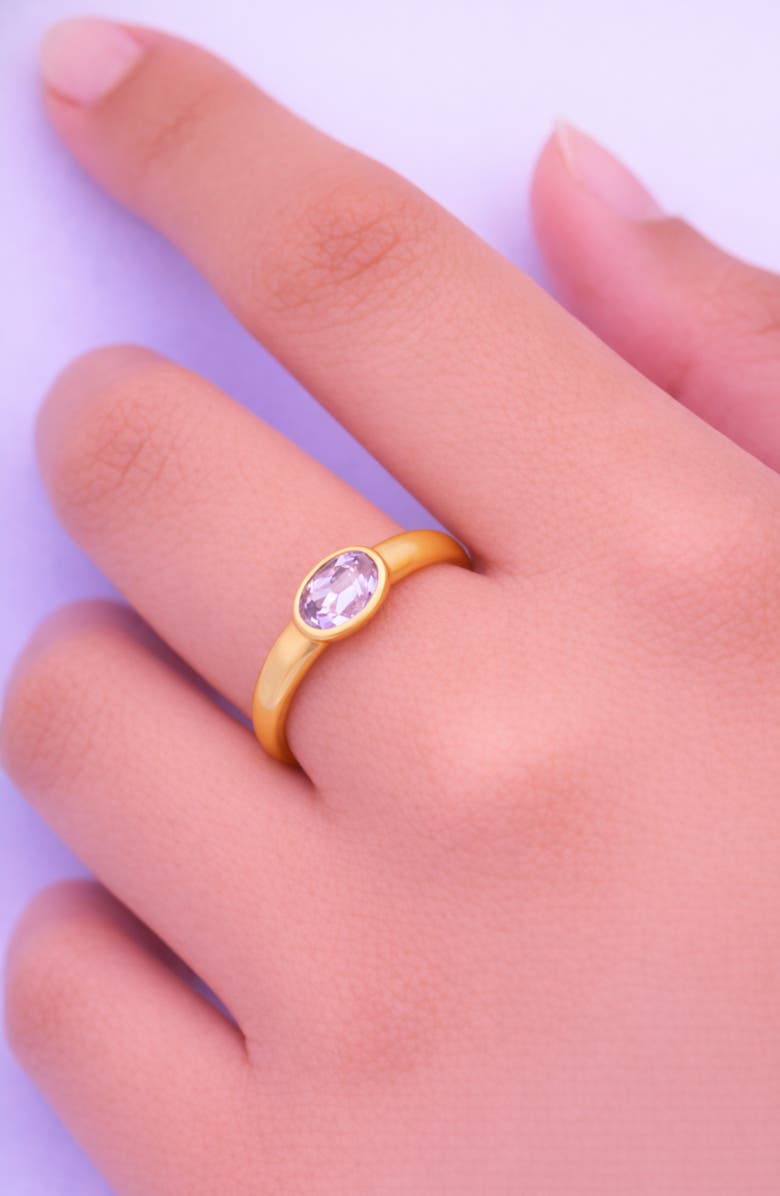 Argento Vivo Sterling Silver Oval Semiprecious Stone Ring, Alternate, color, Gold /Amethyst