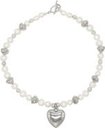 Velvet Luna Pearl Necklace With Steel Heart Charm