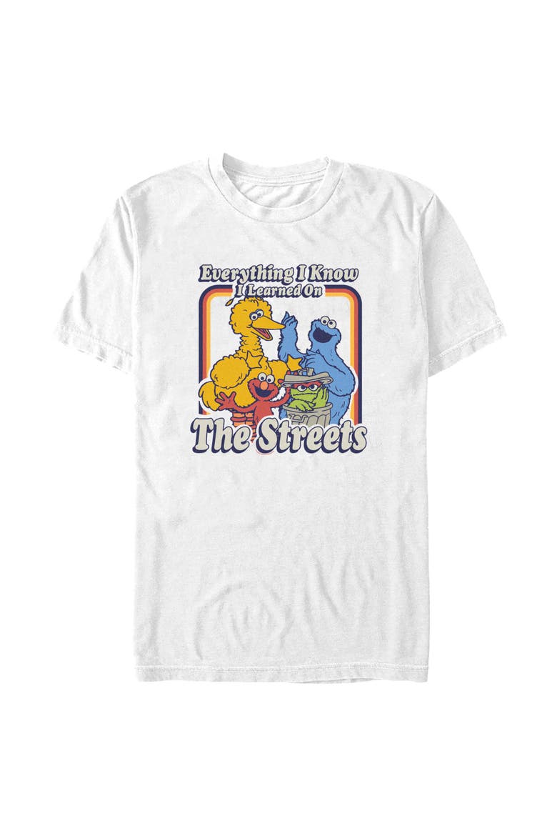 Men's Everything I Know I Learned on the Streets Short Sleeve Graphic T-Shirt, Main, color, White