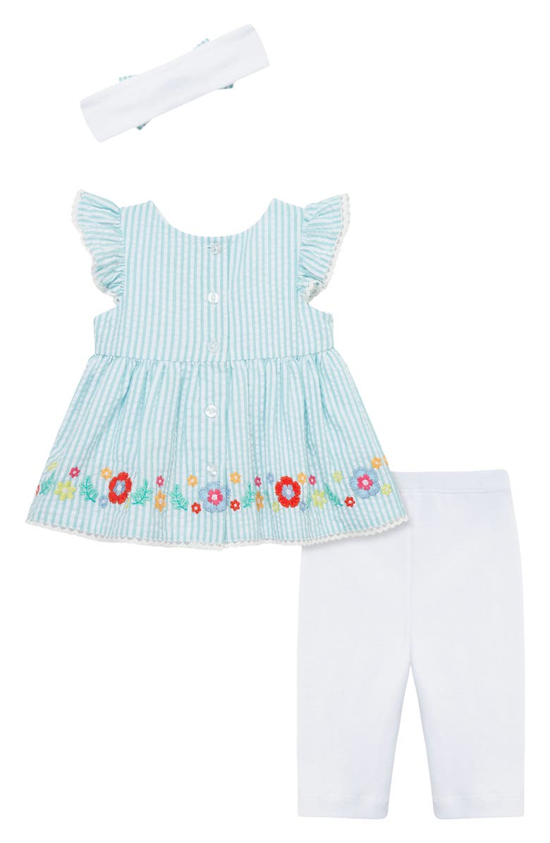 Little Me Happy Flowers Tunic, Leggings & Headband Set, Alternate, color, White