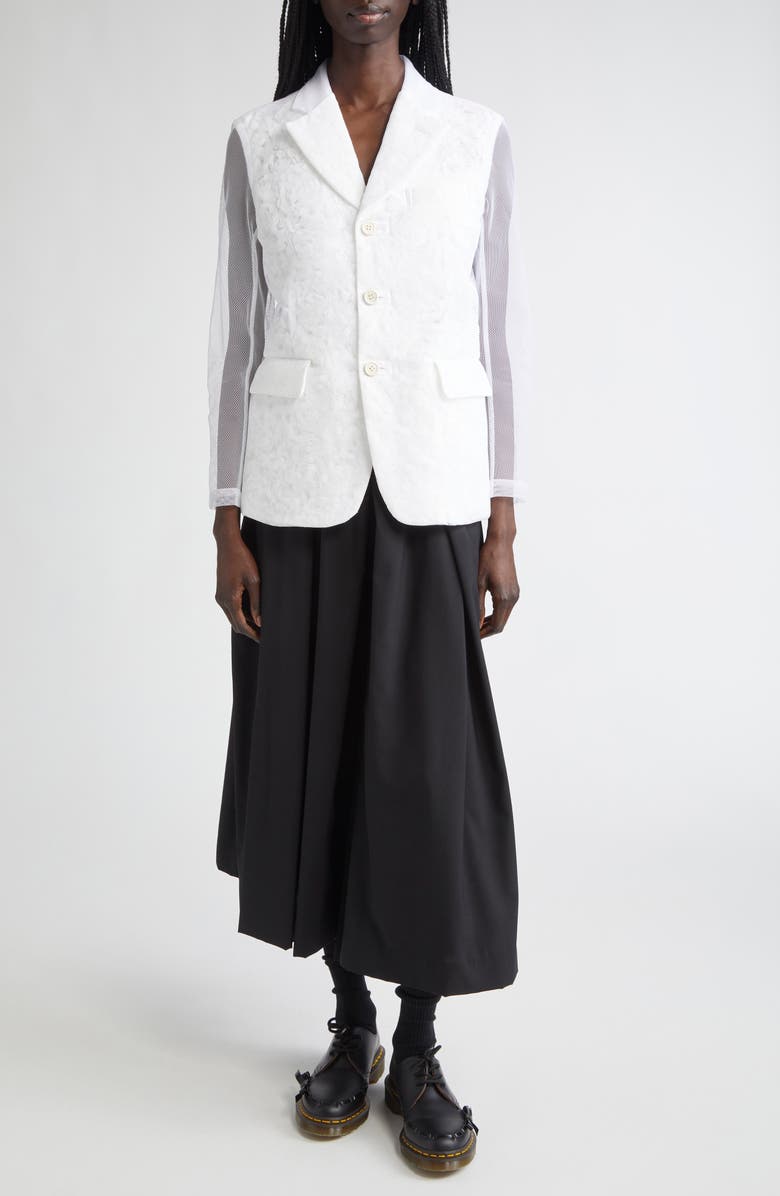 Comme des Garçons Pleated Tropical Wool Shorts, Alternate, color, 