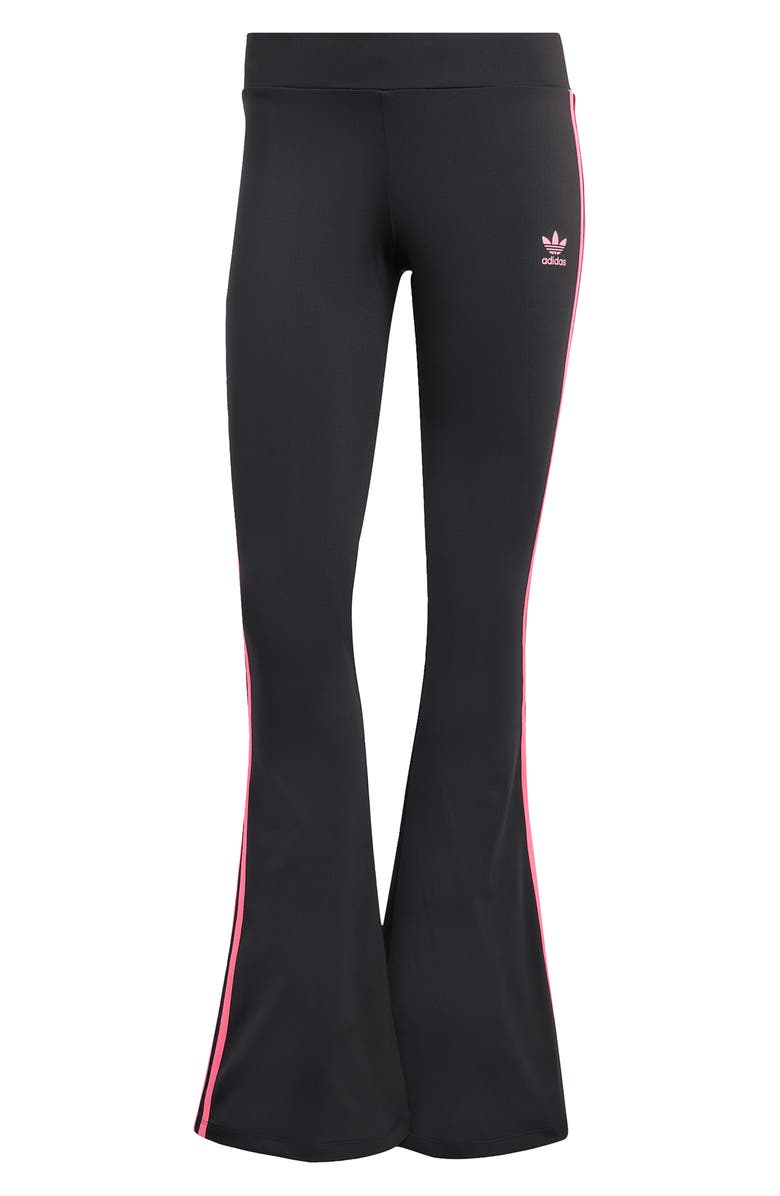 adidas 3-Stripes Flare Leggings, Alternate, color, Black/ Lucid Pink