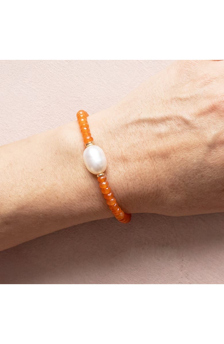 The Lovery Fine Jewelry Carnelian Bead Pearl Bracelet, Alternate, color, Carnelian