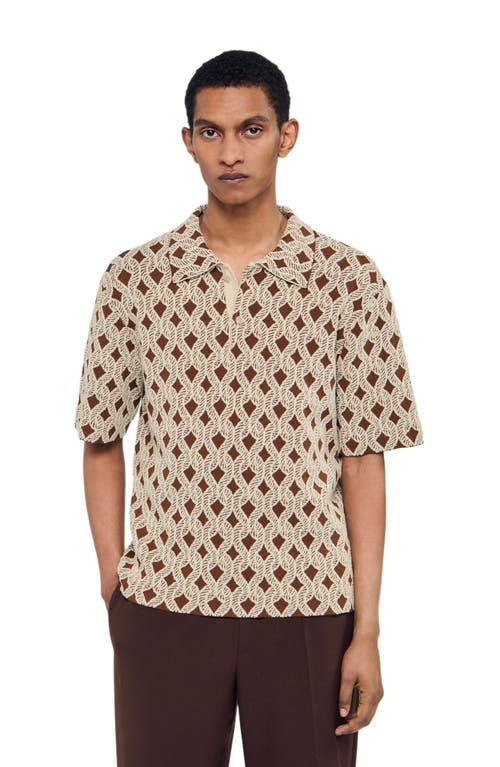 Sandro Rope Jacquard Cardigan Shirt In Neutral