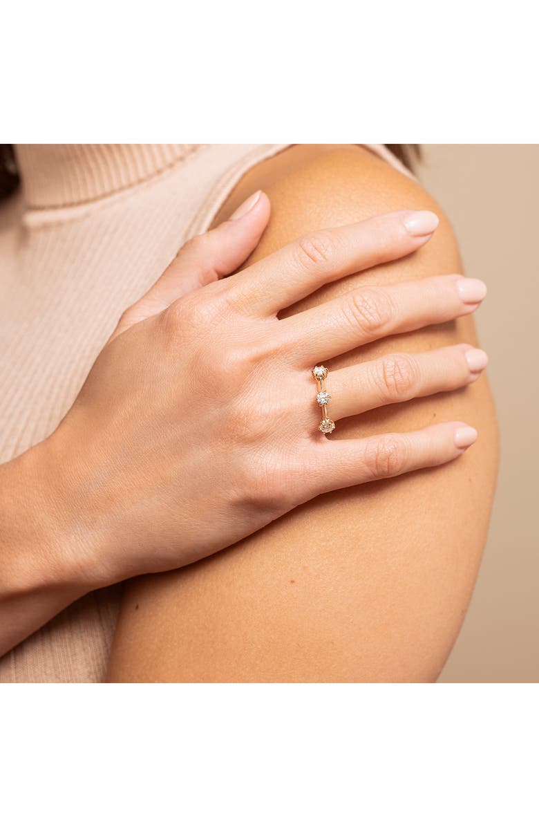 HauteCarat Kismet Lab Created Three Diamond 14K Gold Band, Alternate, color, 