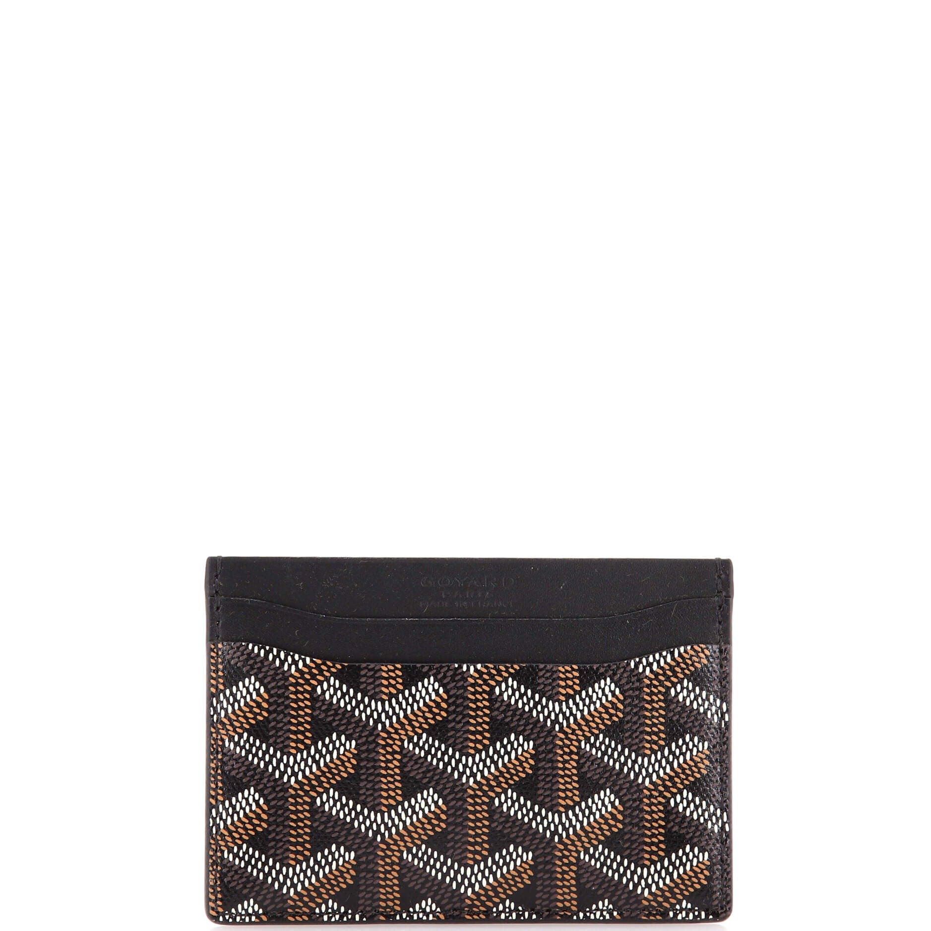 Pre-Owned Goyard Saint Sulpice Card Holder Coated Canvas, Main, color, Black