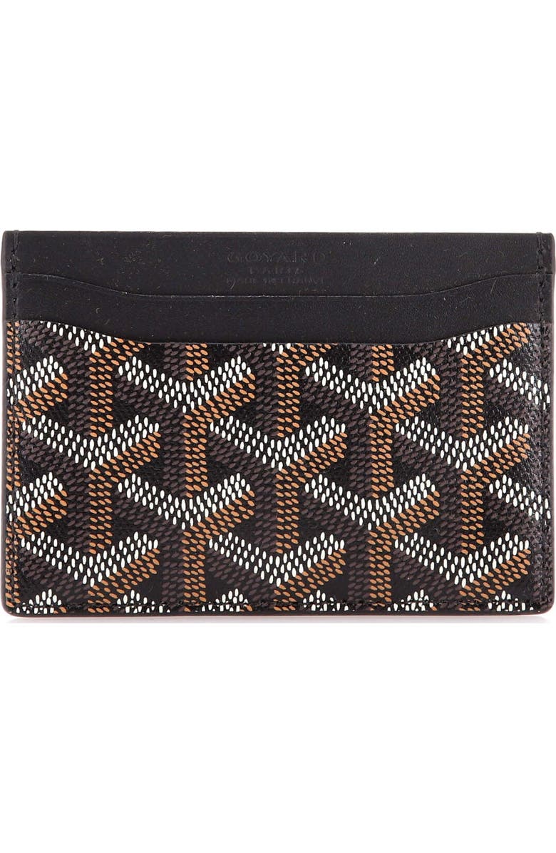 Pre-Owned Goyard Saint Sulpice Card Holder Coated Canvas, Main, color, Black