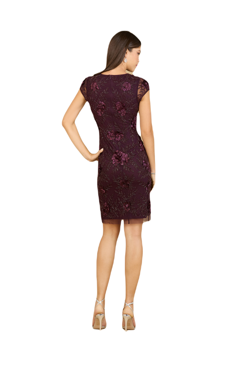 Cap Sleeve Embellished Dress, Alternate, color, Eggplant