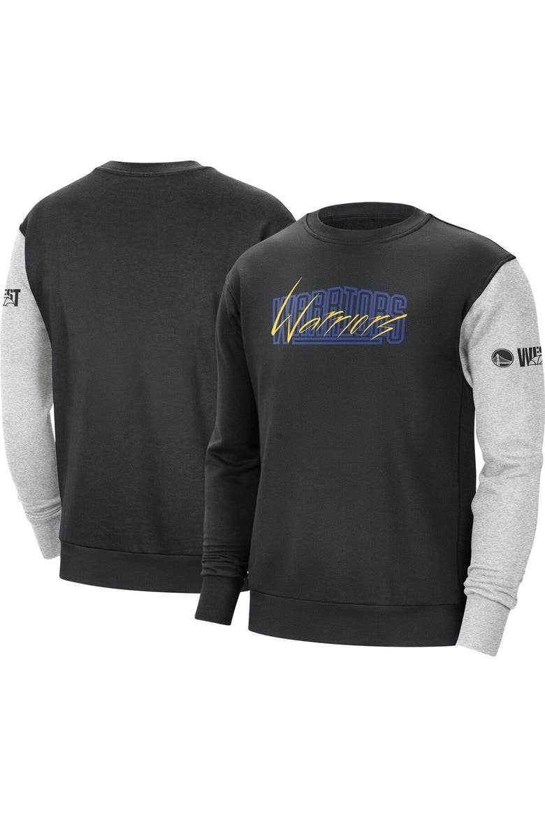 Men's Nike Black/Heather Gray Golden State Warriors Courtside Versus Force & Flight Pullover Sweatshirt, Main, color, Black