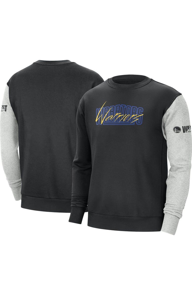 Nike Men's Nike Black/Heather Gray Golden State Warriors Courtside Versus Force & Flight Pullover Sweatshirt, Main, color, Black