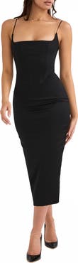 HOUSE OF CB Anais Satin Corset Midi Dress