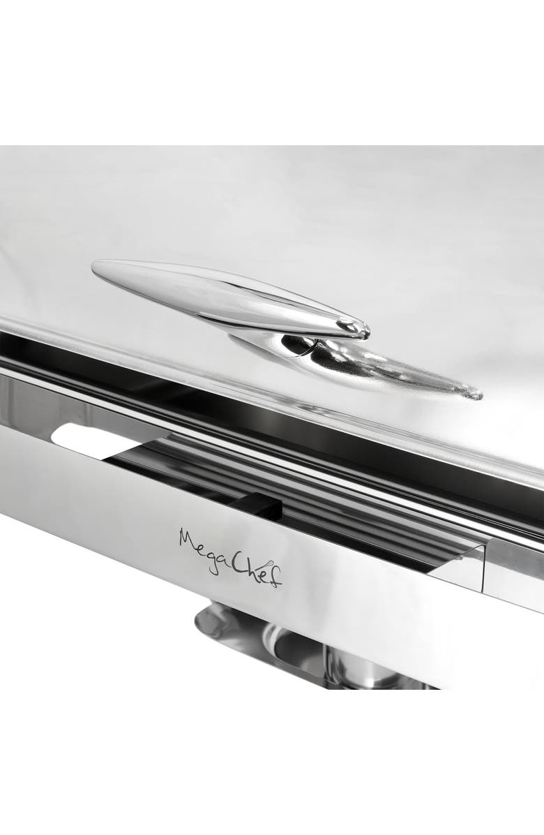 Megachef 9.5 Quart Oblong Roll Top Stainless Steel Professional Chafing Dish/Food Warmer/Buffet Server Serving Trays, Alternate, color, Silver