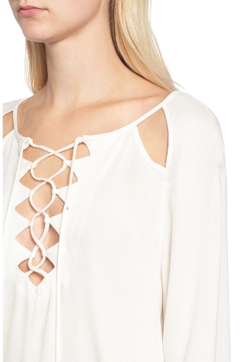 Stella Cutout Lace-Up Blouse, Alternate, color, NATURAL