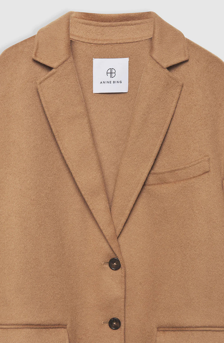 ANINE BING Quinn Cashmere Blend Blazer, Alternate, color, Camel