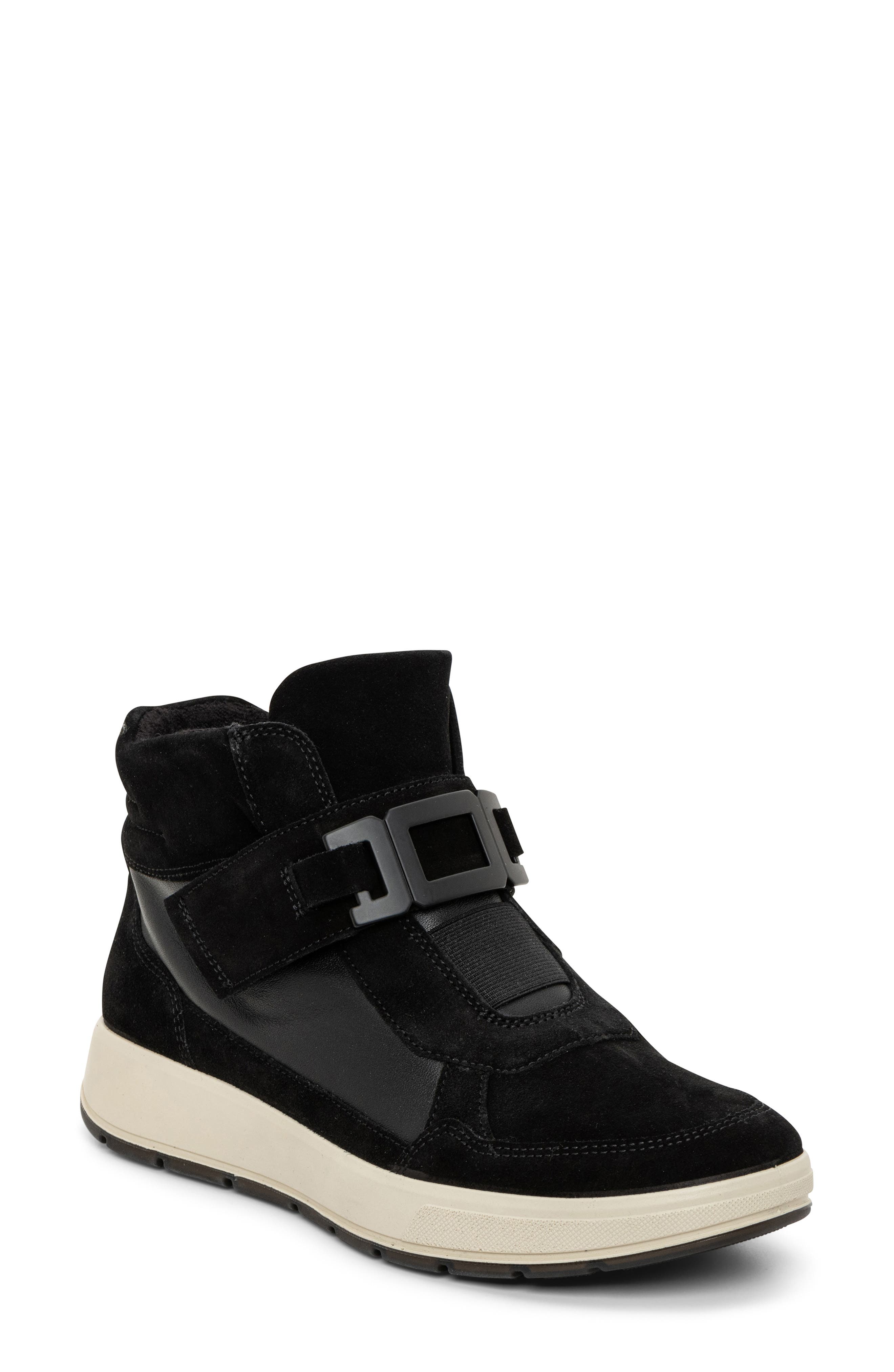 ara Ravenna Mixed Media High Top Sneaker, Main, color, Black