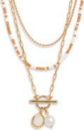 Nordstrom Set of 3 Imitation Pearl and Bead Necklaces
