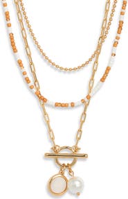 Nordstrom Set of 3 Imitation Pearl and Bead Necklaces