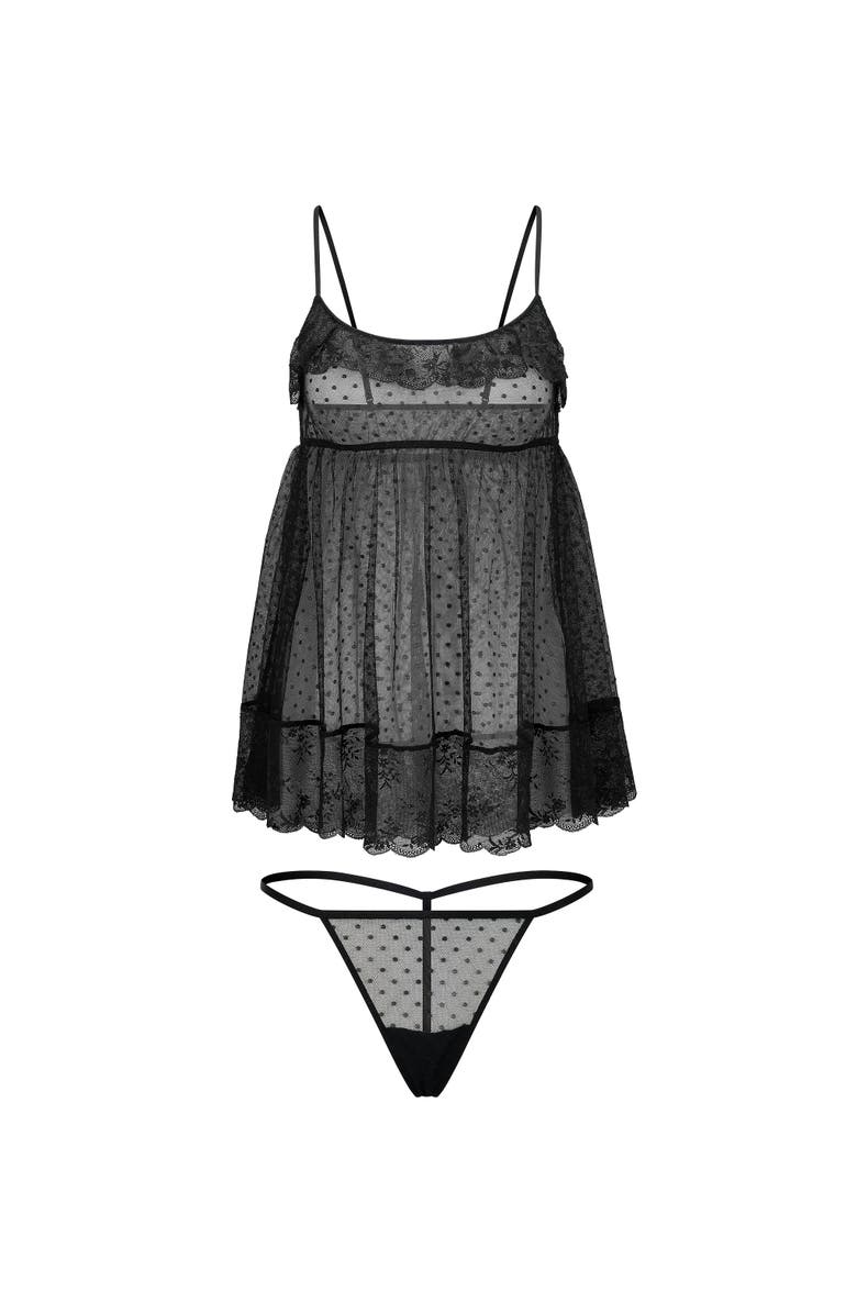 Adore Me Audrey Babydoll & G-String Set Lingerie, Alternate, color, Black