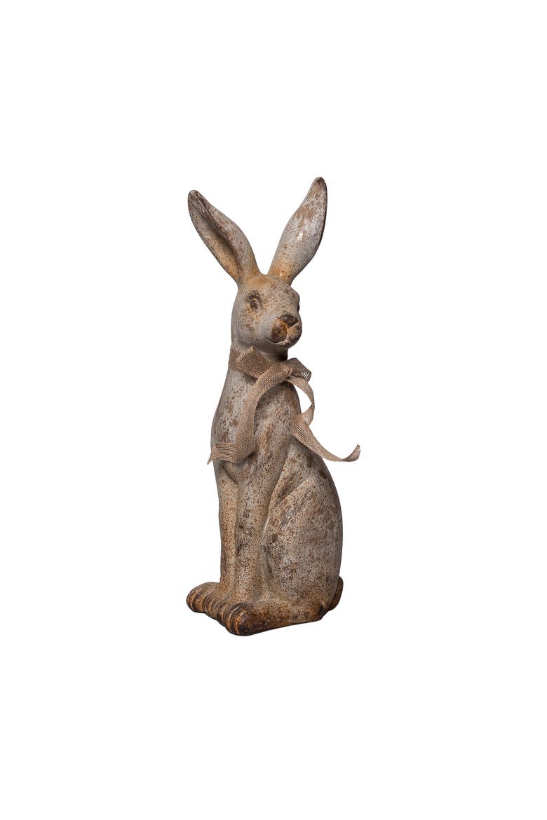 18 Inch MGO Sitting Garden Bunny Resin Multicolored for Spring Home Decor, Alternate, color, Brown