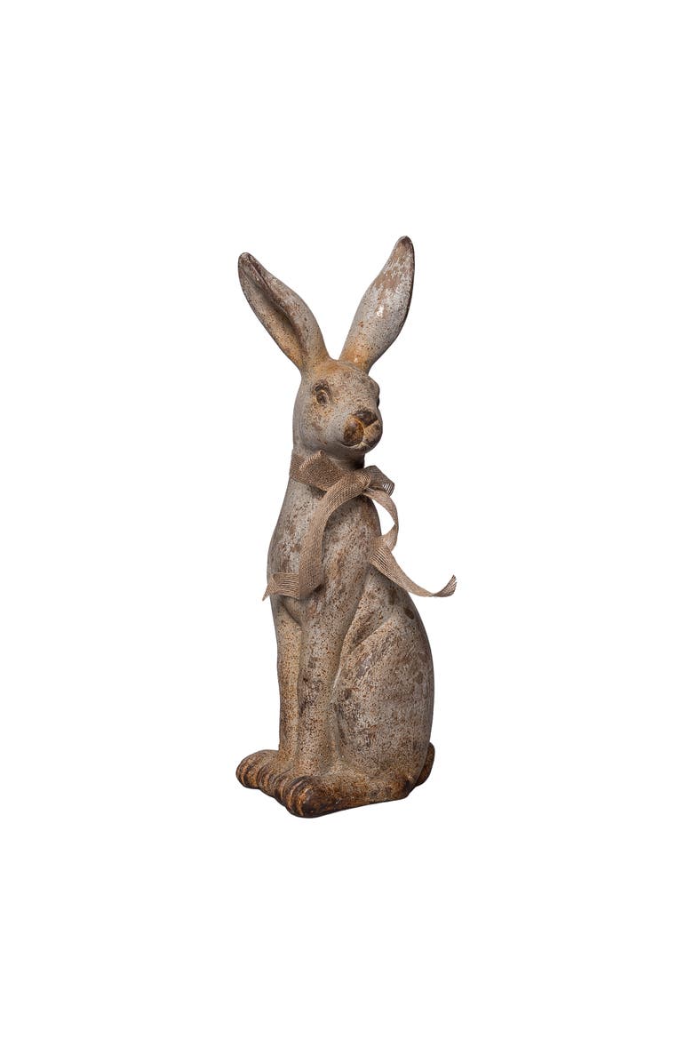 Transpac 18 Inch MGO Sitting Garden Bunny Resin Multicolored for Spring Home Decor, Alternate, color, Brown