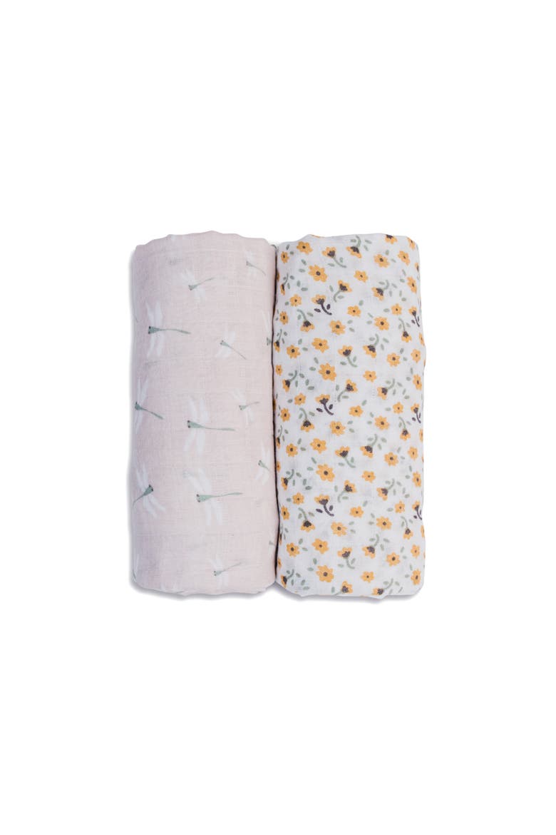 Cotton Muslin Swaddles 2 Pack, Main, color, Vintage Floral/Dragonfly
