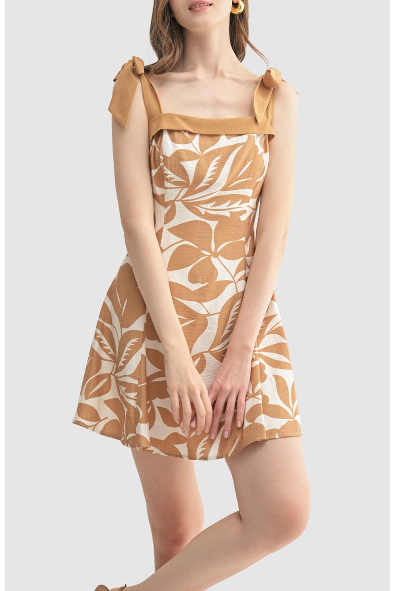 Contrast Shoulder Tie Minidress, Alternate, color, TAUPE CREAM