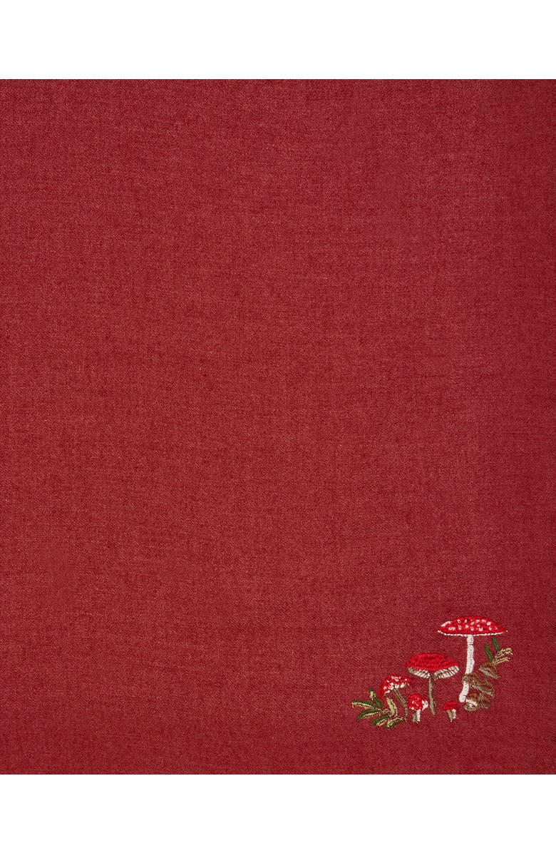 Fable England Mushroom Embroidered Burgundy Pashmina Scarf, Alternate, color, Red